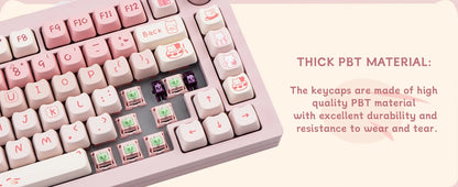 Pink Kitten, Girl MAO Keycap PBT 134 Keys, Customized for 60/84/98/108 Mechanical Keyboard