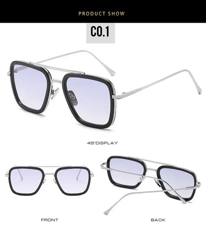 Sun Glasses Fashion Square frame Tony Stark Style Women Sunglasses Men Square Brand Design Sun Glasses Oculos Retro Male Iron