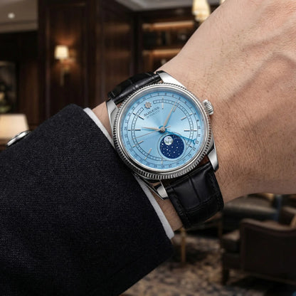 Sugess 40mm Watch of Men Moonphase Automatic ST2108 Movement Sapphire Crystal Mechanical Wristwatches Waterproof Date 2024 New