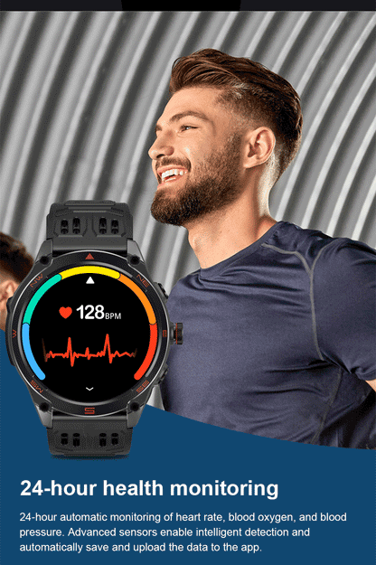 2026 New Military GPS Smart Watch 1000Mah Battery Compass IP68 Waterproof Tactics Sport Flashlight BT Call Smart Watch For Men