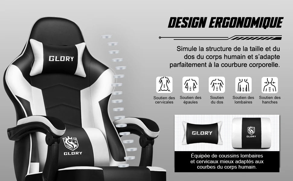 Daccormax 170° Gaming Chair Ergonomic PC Gaming Chair With adjustable footrest and lumbar support high-back breathable design
