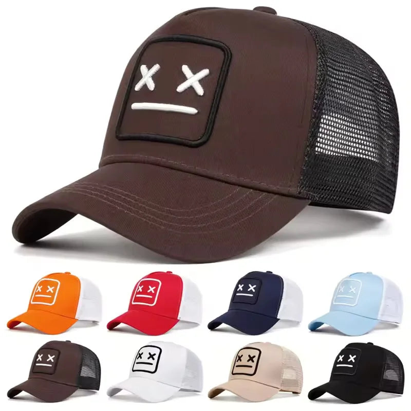 Unisex XX Haftowane czapki z daszkiem typu baseballowego z siateczką, regulowane czapki codzienne, wiosenne i letnie czapki chroniące przed słońcem na świeżym powietrzu