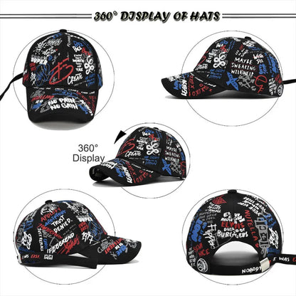 Cappellino da baseball unisex alla moda con stampa graffiti - Cappellino alla moda con visiera dipinta a colori vivaci