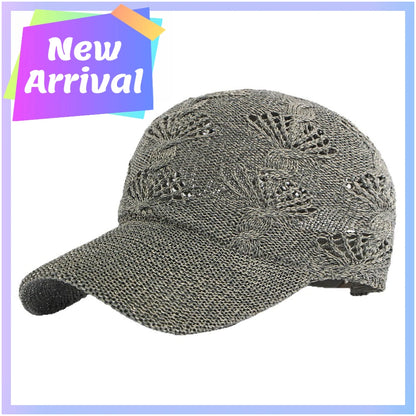 Sommerliche, glänzende Baseballkappe mit durchbrochenem Strickmuster für Damen, Outdoor-Sonnenhut, atmungsaktiv, figurschmeichelnd, vielseitig einsetzbar