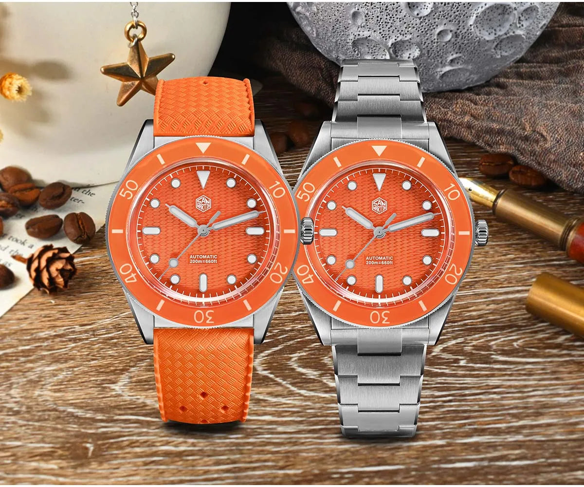 San Martin Official 39mm Guilloche MOP Dial Miyota 90S5 Sport Watch Automatic Mechanical Sapphire Bezel 20 ATM Luminous SN0151