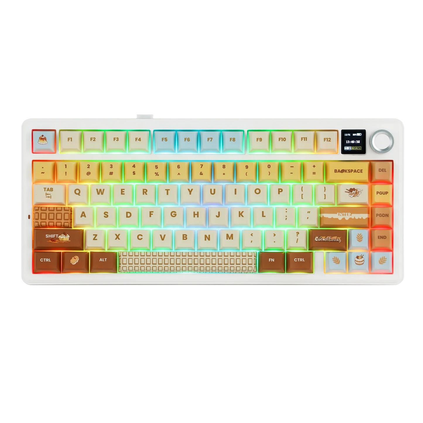EPOMAKER X AULA F75 MAX kompakte mechanische Tastatur im 75-%-ANSI-Layout, kabelgebunden/Bluetooth/2.4GHz kabellos, mit TFT-Bildschirm und Drehregler