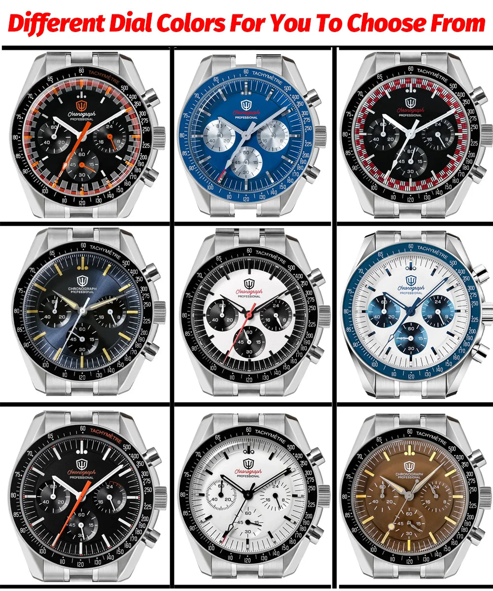 Watchdives New Wd1863 Quartz Men Watch VK63 Chronograph Bubble Sapphire Waterproof 39Mm Steel Top Brand Luxury Business Watch