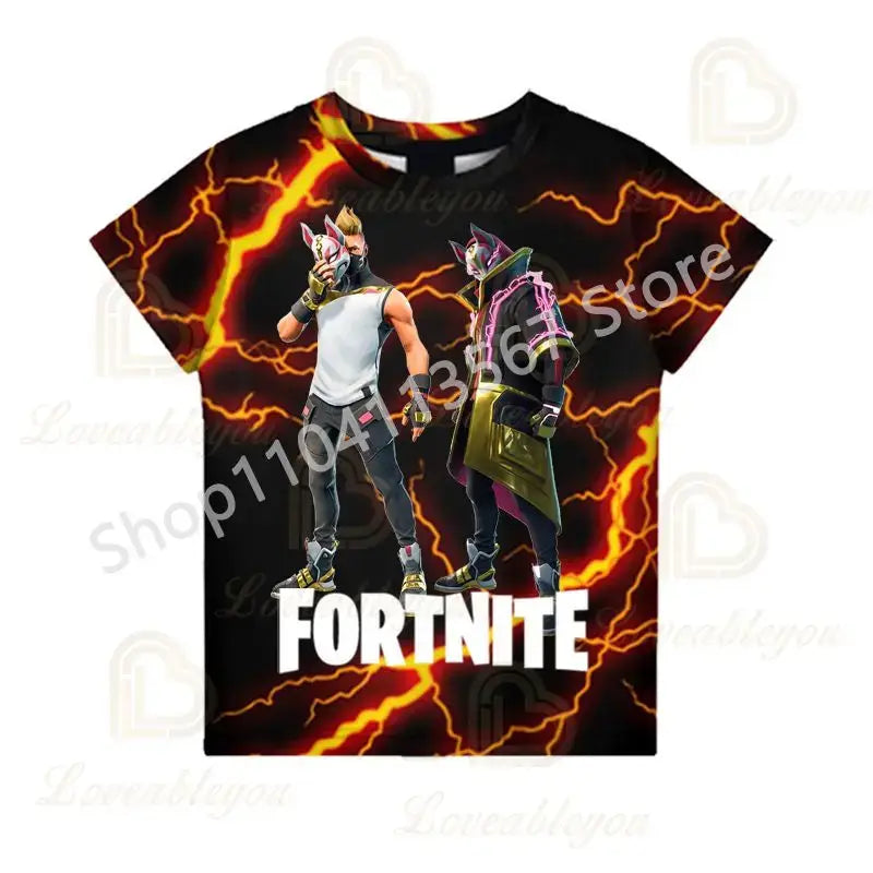 Children 100-160cm Hot Sale F-Fortnited Summer Boy T-shirt for Toddler Baby Funny Game T Shirts Fashion Girls Boys Birthday Gift