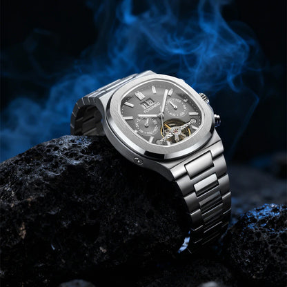 Forsining 481 Military Man Tourbillon Hands Watch Week Date Automatic Mechanical Watches Stainless Steel Clock Relogio Masculino