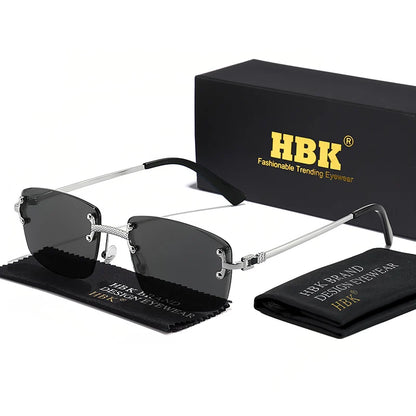 HBK Čtvercové bezrámové sluneční brýle pro ženy, TOP kvalita, retro kovové sluneční brýle pro muže, luxusní, na večírky i do práce, s přechodovými skly
