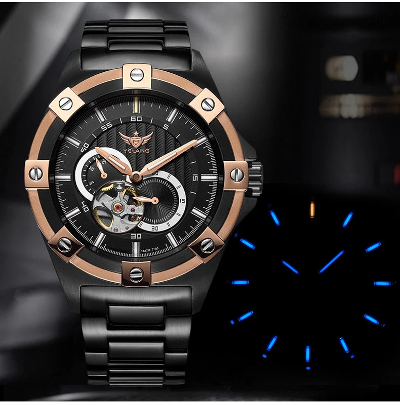 Yelang V1024 Men Brand Watches 44mm Japan miyota 82S7 Automatic Mechanical movement Luminous Men 100m Waterproof Watch business