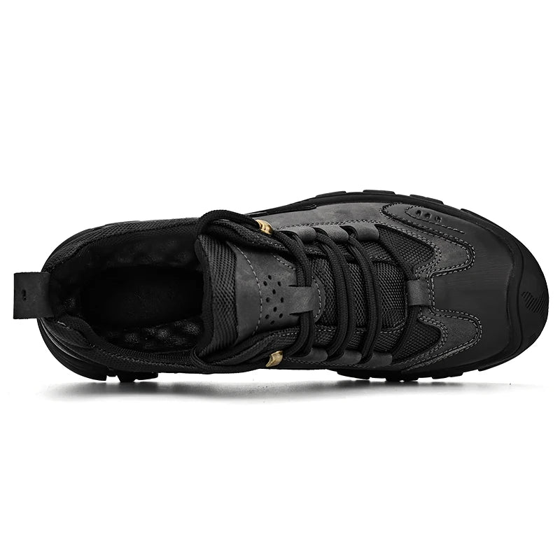 HIKEUP Comfortable Men Trekking Sneakers Male Shoes Waterproof Rubber Sole High Quality Hiking Shoes Wear-Resistant Non-Slip