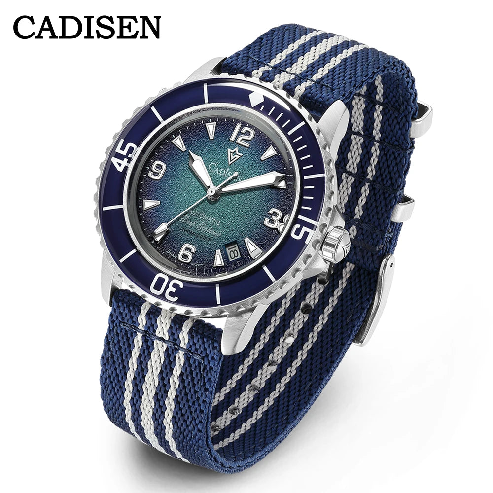 CADISEN Deep Explorer MIYOTA 8215 Automatic Mechanical Watch Man Canvas Strap Wristwatch Luxury Luminous Waterproof Watches
