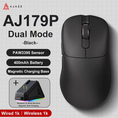 AJAZZ AJ179 V2 MAX Tri-mode Right-handed Mouse 56g Lightweight PAW3311 Sensor Huanuo Micro Switch Telink Microchip