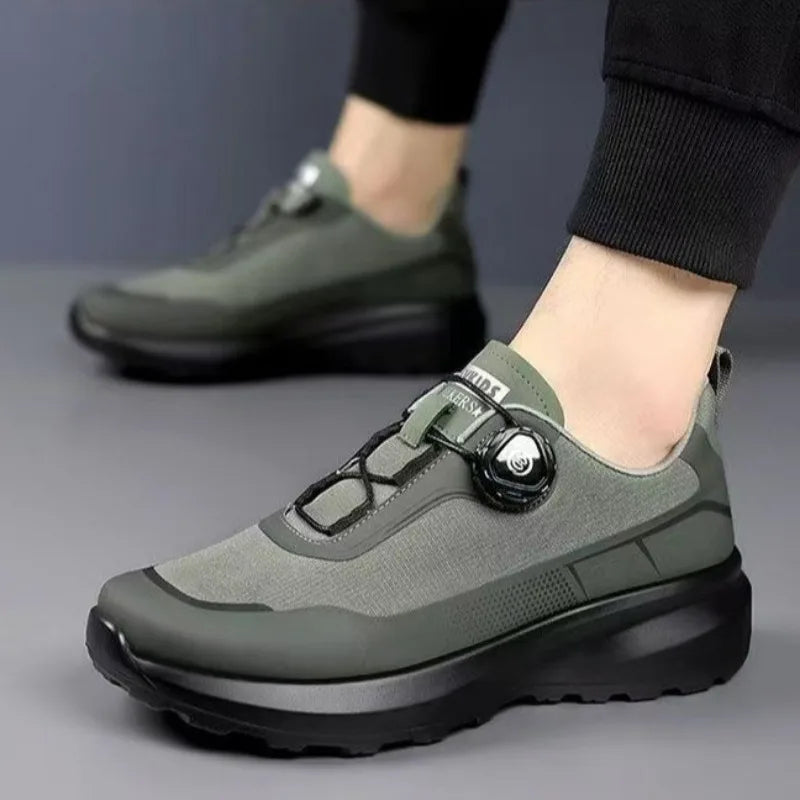 Original New Men Rotating-Button Driving Sneakers Platform Casual Walking Shoes Outdoor Wear-Resistant Running Sports Shoes Plus Size