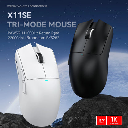 ATTACK SHARK X11SE Wireless Gaming Mouse Tri-Mode, 63g Superlight Gaming Mouse with PAW3311 Sensor, 22000 DPI, Bluetooth & 2.4GHz RGB Gaming Mouse