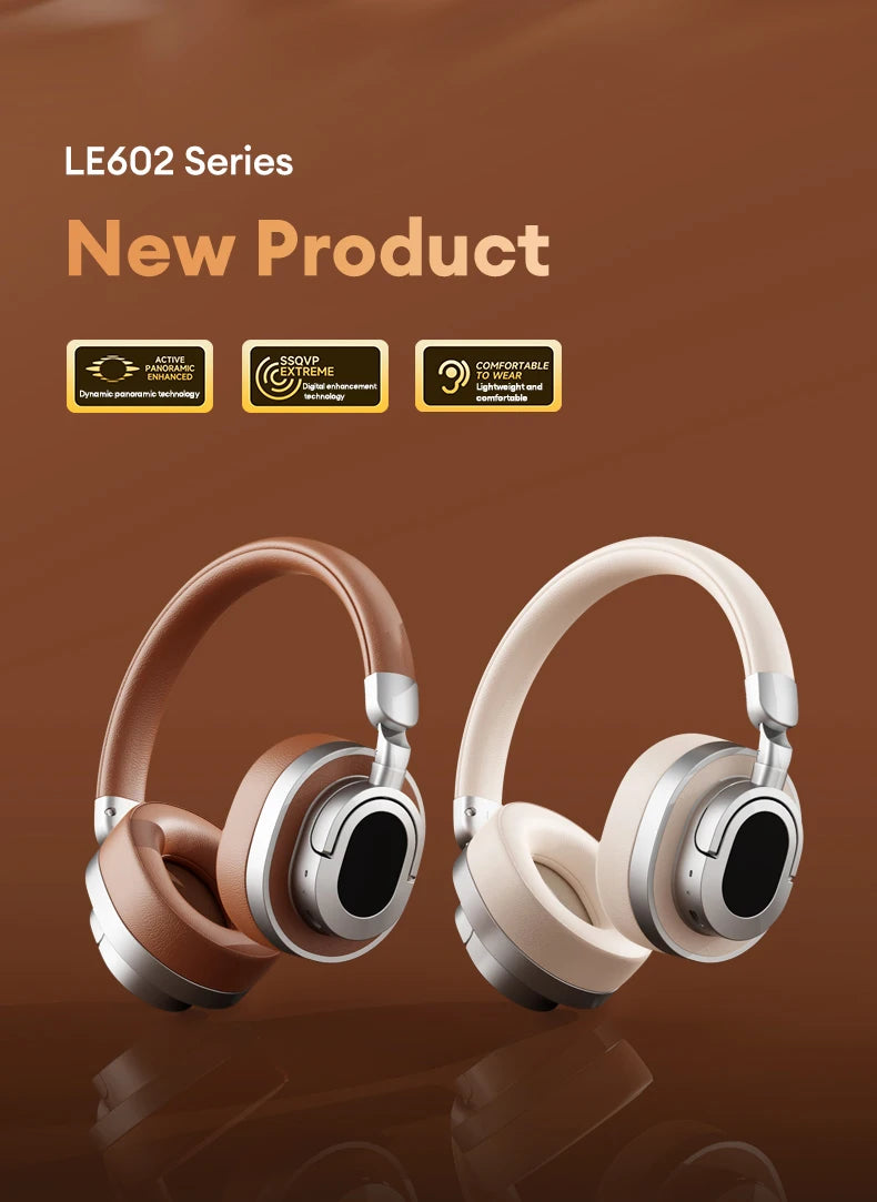 Lenovo LE602 Bluetooth 6.0 Over-Ear Headphones – HiFi Stereo ANC Wireless & Wired Gaming Headset with ENC HD Mic
