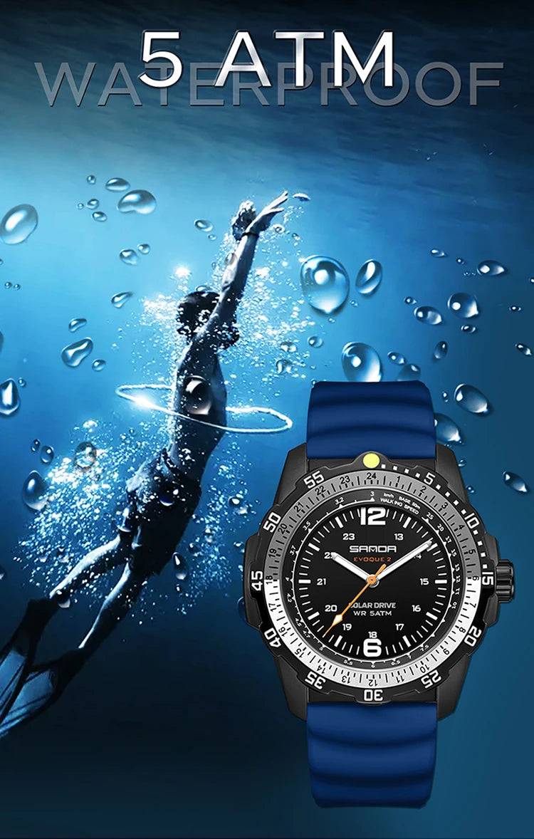 SANDA Luxury Men's Solar-powered Watch Creative Quartz Dial Luminous Hands Waterproof Sport Student Wristwatch Innovative Design