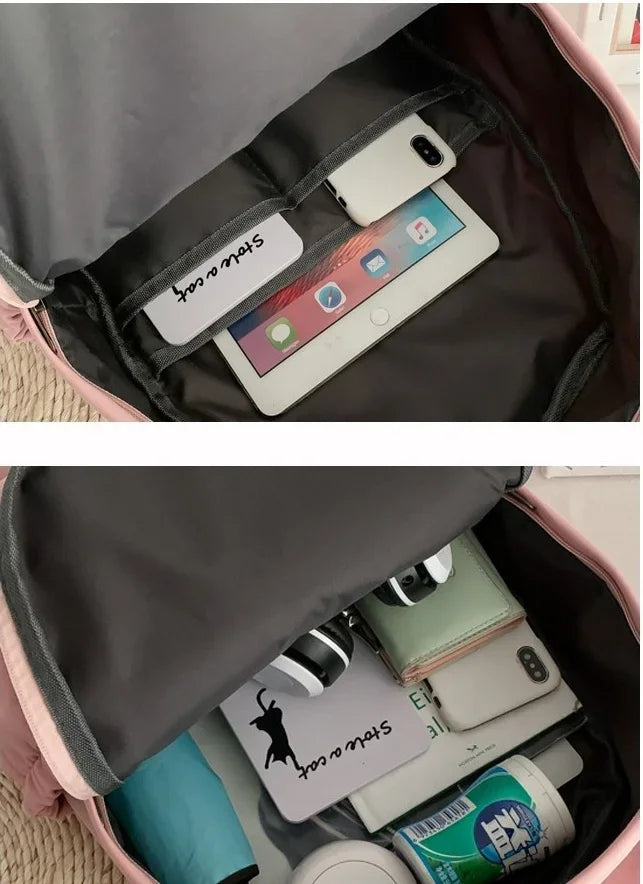 New Fortnite Cartoon Backpack Boy Girl Casual Schoolbag Large Capacity Student Bag Rabbit Ears Travel Backpack Stationary Gift