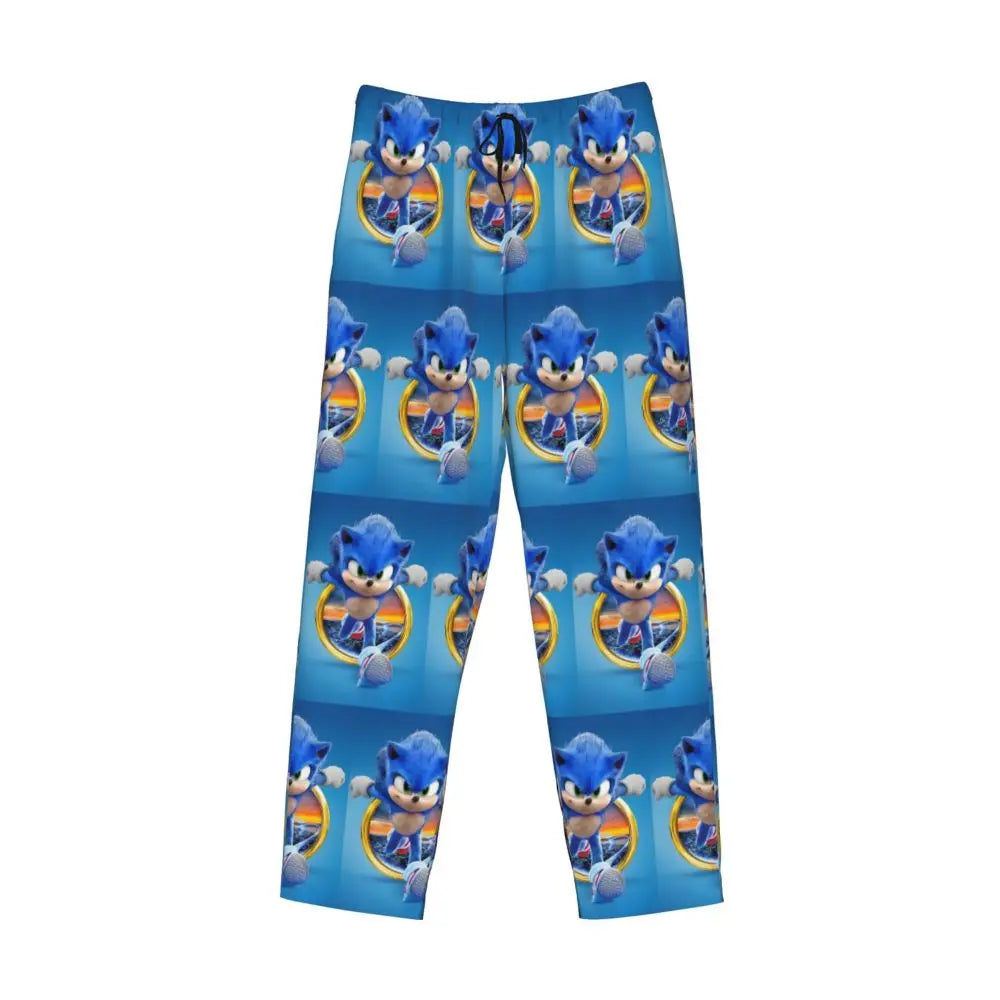 Custom Print Men's Soniced Pajama Pants Hedgehog Game Sleepwear Sleep Lounge Bottoms with Pockets