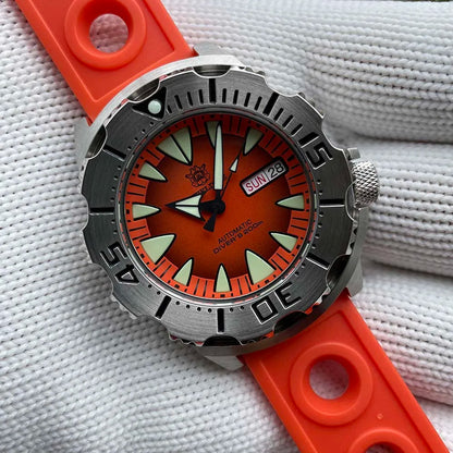STEELDIVE SD1984 New Arrival 42.2MM M onster 200M Waterproof NH36 Day Function Sapphire Glass Automatic Movement Steel Bracelet