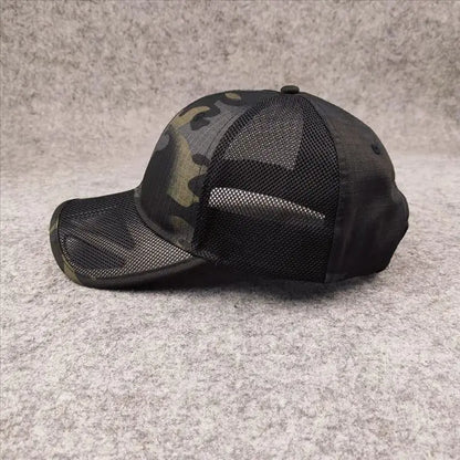 Atmungsaktive Sommer-Baseballkappe aus Mesh für Herren, für große Kopfgrößen, verstellbar, Freizeitkappe, Camouflage-Design, Outdoor-Dschungelkappe, Herren, 62 cm
