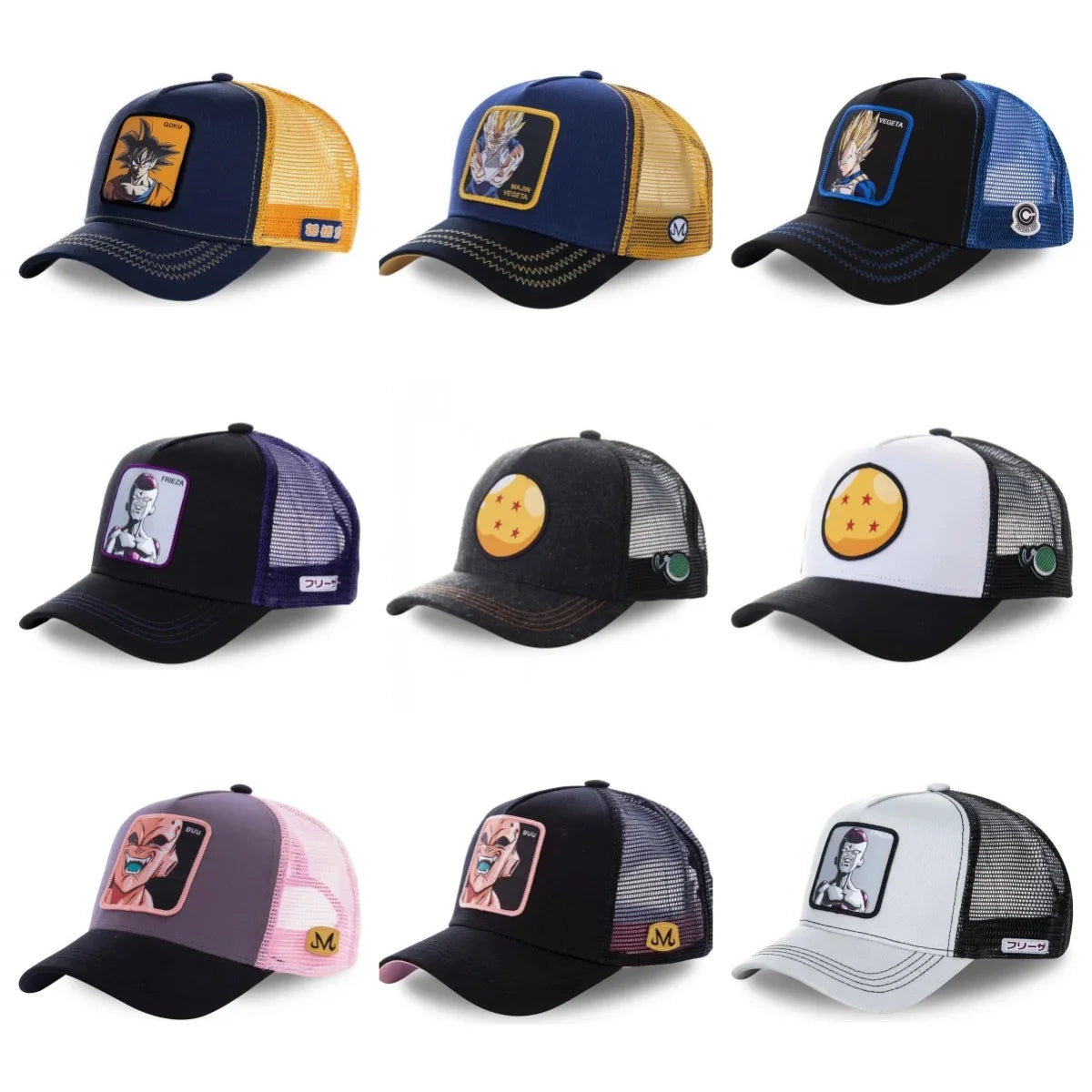 ALL Styles Dragon Ball Baseball Cap Snapback Peaked Cap Men's Embroidery Hip-Hop Cap Style Sun Visor Adjustable Trucker Mesh Cap