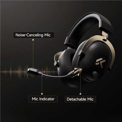 Auriculares gaming inalámbricos MCHOSE V9 Turbo con sonido envolvente 7.1, RGB, auriculares esports con drivers de 60mm, micrófono con cancelación de ruido y base de carga