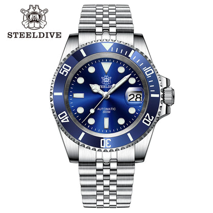 STEELDIVE SD1953 41MM Classic Water Ghost Calendar Magnifier NH35 Mechanical Movement BGW9 Super Luminous 30Bar Waterproof Watch