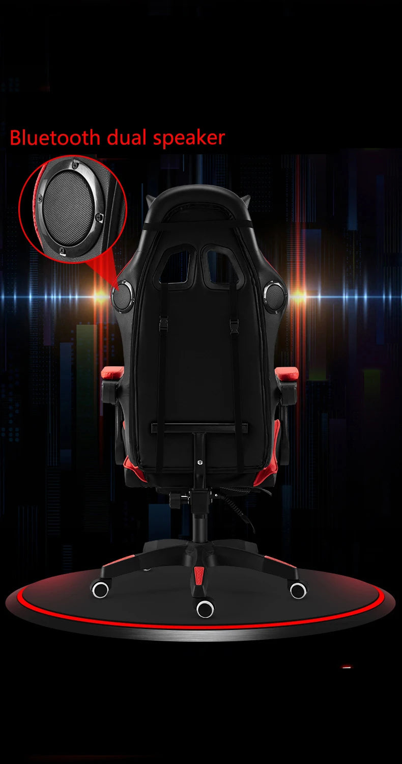 Ergonomic PU Leather Gaming Chair with Adjustable Height, Reclining Computer Chair, Swivel Office Chair for Home Office, Gaming & Study