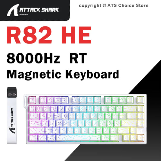 ATTACK SHARK R82 HE 8000Hz Magnetic Switch Keyboard 75% 0.005mm Rapid Trigger Low Latency RGB Hall Effect Wired Gaming Keyboard
