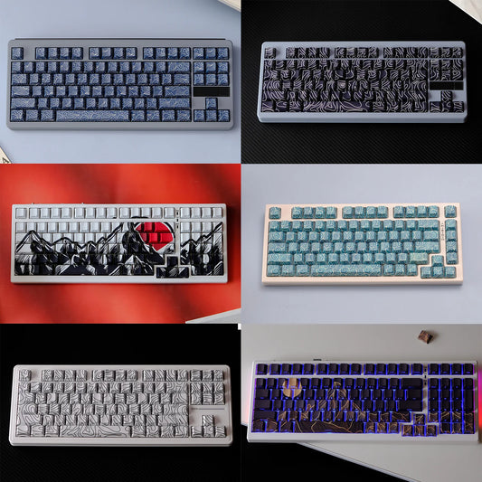 KYOMOT 135 Keys PBT Side Print Keycap Double Shot Cherry Profile Shine Through Keycaps for MX Switch Games Mechanical Keyboard