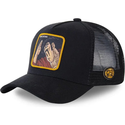 Dragon Ball Buu Goku-Kappe, Sommer-Reisekappe mit Schirm, Herren-Kappe mit Stickerei, im Hip-Hop-Stil, Sonnenvisier, verstellbare Trucker-Netzkappe
