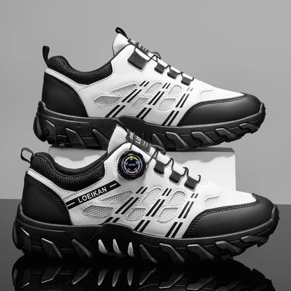 Chaussures de randonnée décontractées pour homme, toutes saisons, design slip-on confortable et respirant avec boucle rotative, baskets en PVC à semelle épaisse