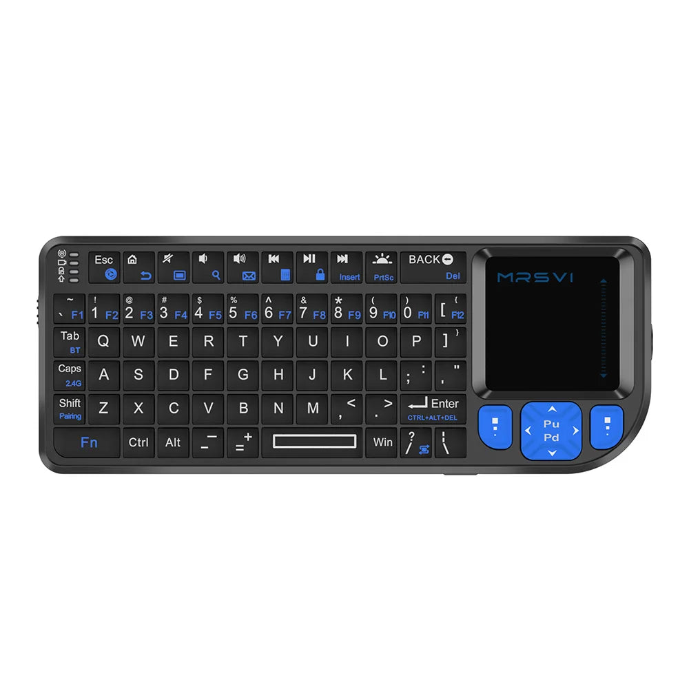 Teclado Bluetooth Mini MRSVI A8 PLUS, teclado inalámbrico retroiluminado de 2.4GHz con panel táctil para Android TV Box, Mac, portátil y Windows