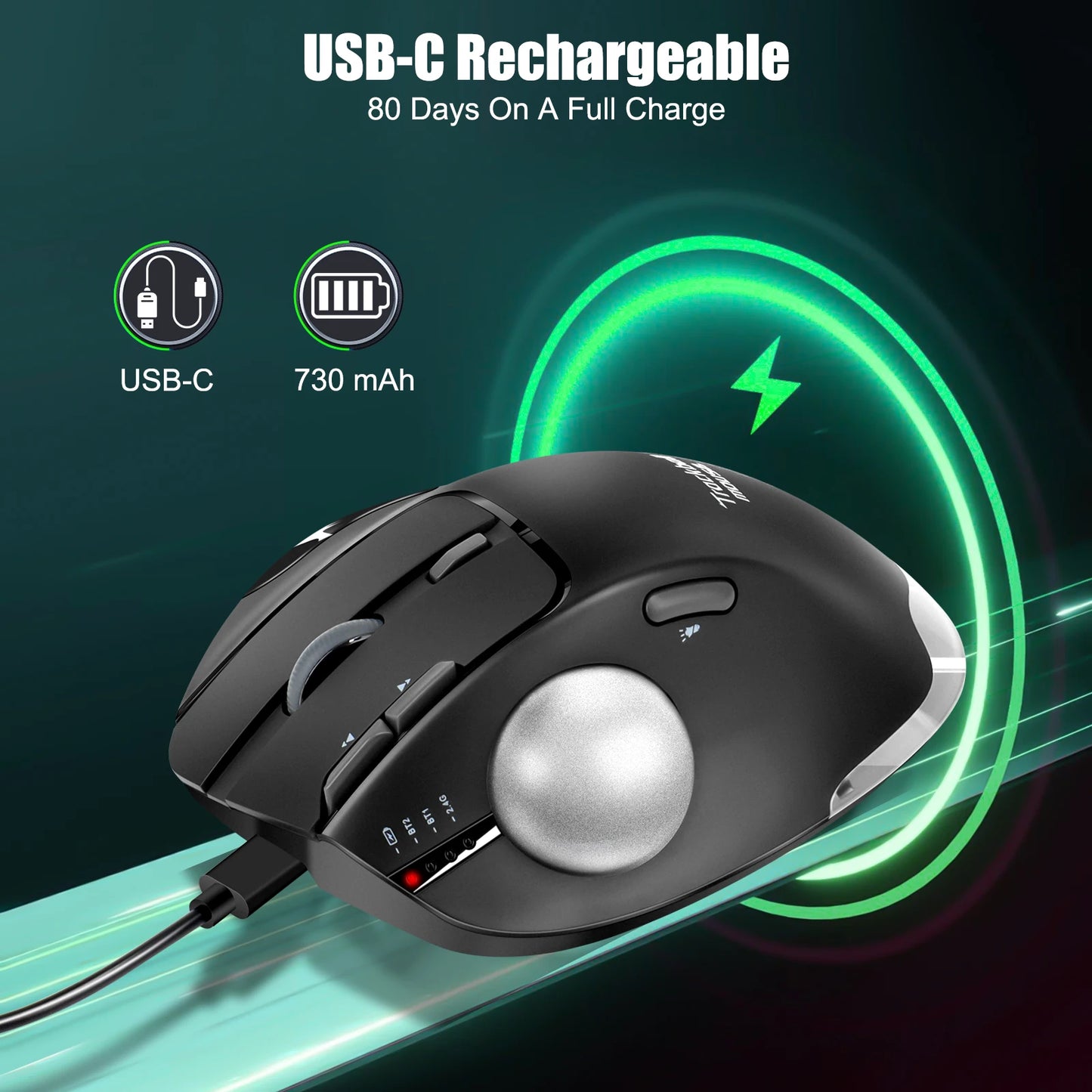 Lefon F33/F26C/F35B Trackball Mouse/ Bluetooth Ergonomic Mouse 2.4G Wireless Rechargeable Rollerball Mice for PC Office Drawing