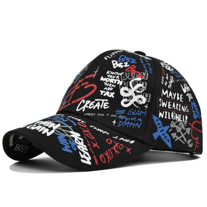Cappellino da baseball unisex alla moda con stampa graffiti - Cappellino alla moda con visiera dipinta a colori vivaci