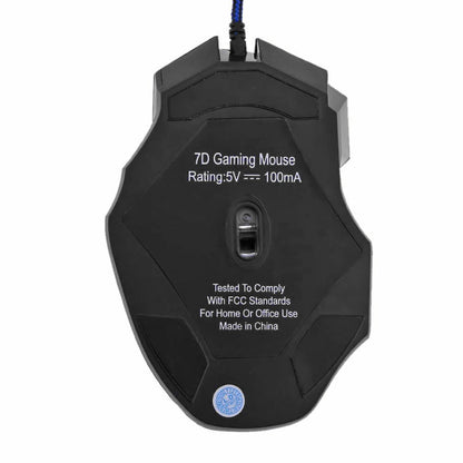 Rato Gaming com Fio, Retroiluminação de 7 Cores, 5500 DPI Ajustáveis, Preto, Rato Ótico com Fio para PC Gamer e Computador de Secretária