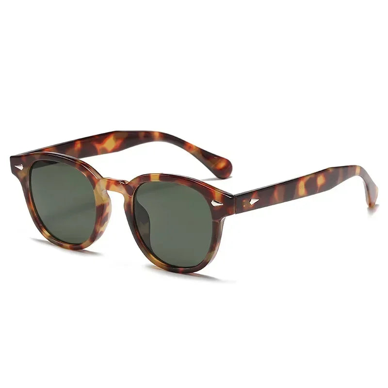 JNPCXI Quality New Retro Round Sunglasses Women Fashion Rivets Decoration Shades UV400 Men Punk Leopard Sun Glasses