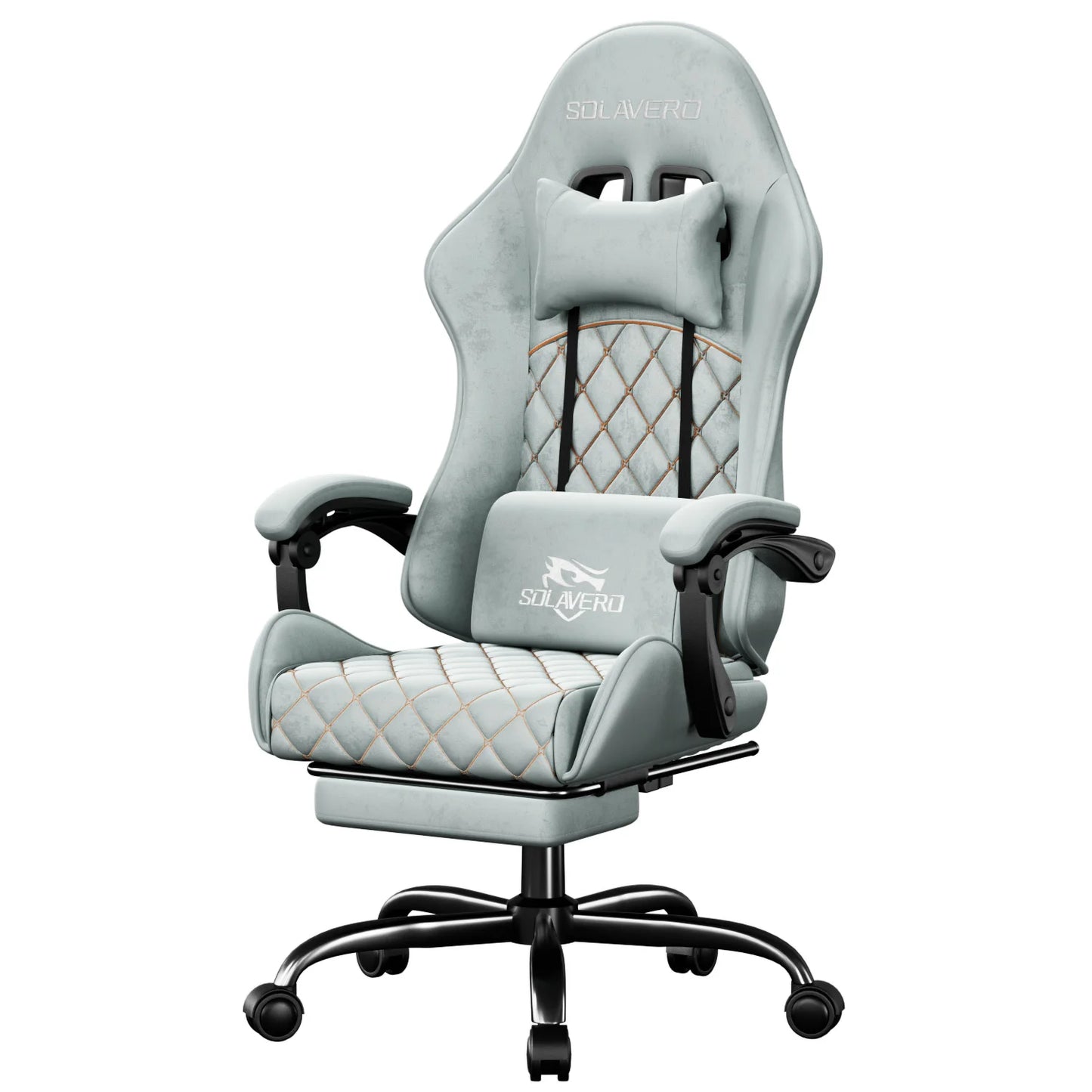 Ergonomic Massage Gaming Chair with Fabric Comfort, Adjustable Computer Office Chair, 360° Swivel Reclining Game Chair with Headrest & Lumbar Support