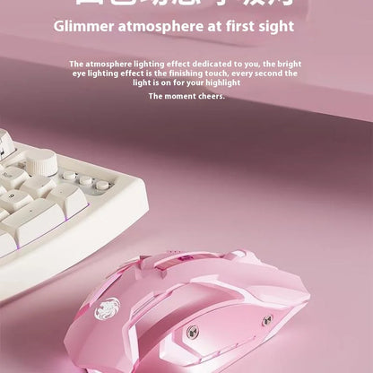 Frontline Pink Gaming Mouse Wireless Bluetooth Silent Mechanical Gaming Mouse, Cute RGB Computer Mouse for Gaming, Office & Laptop