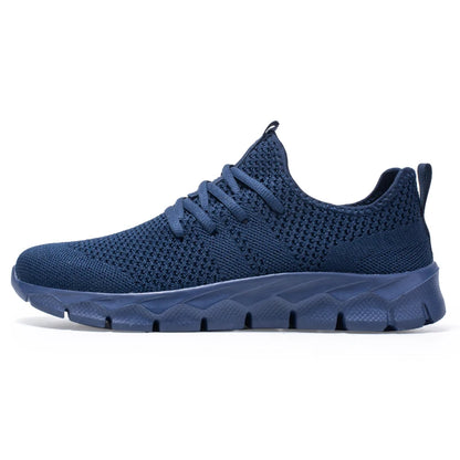 Sapatos de homem Four Seasons novos tamanhos grandes em malha Flyknit, leves e respiráveis, sapatilhas desportivas casuais com sola macia para corrida ao ar livre