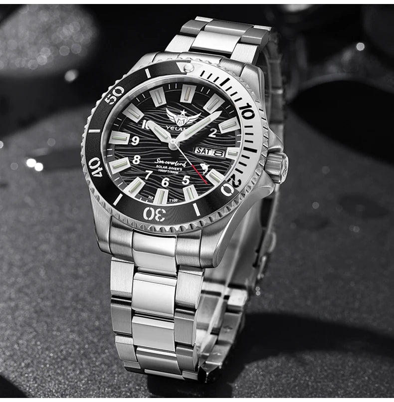 Yelang V1217 42mm Japan Eco-Drive Solar Watch Men's Watch 300M Diver Watch 30ATM Professional Waterproof Sapphire Luminous