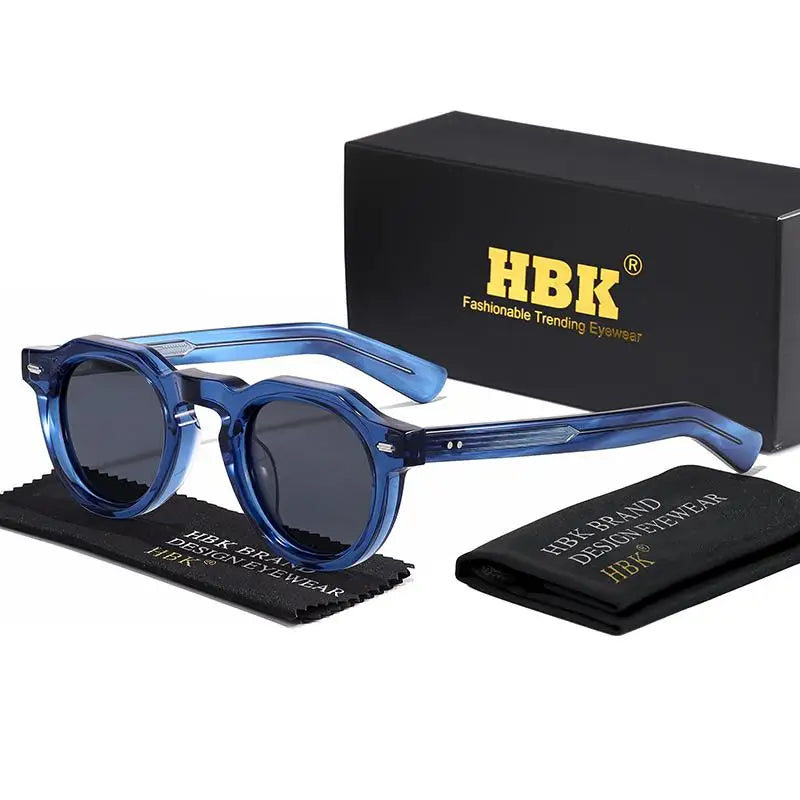 HBK Vintage – jednoduché kulaté pánské sluneční brýle s malým rámem, vysoce kvalitní acetátový rám, sluneční brýle pro ženy, na večírky, na cestování i do přírody