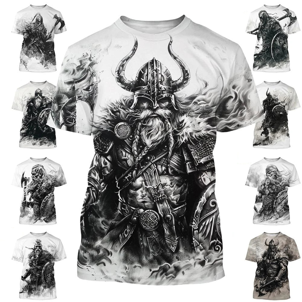 New Men's Black and White Line Tattoo Pattern 3d Short-sleeved T-shirt Tops Street Hip-hop Harajuku Cool T-shirt