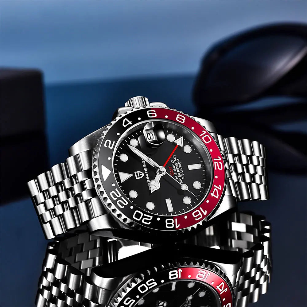 Man Watch PAGANI DESIGN GMT Men Mechanical WristWatch Luxury Sapphire Glass Waterproof 40mm Automatic Watch for Men Reloj Hombre