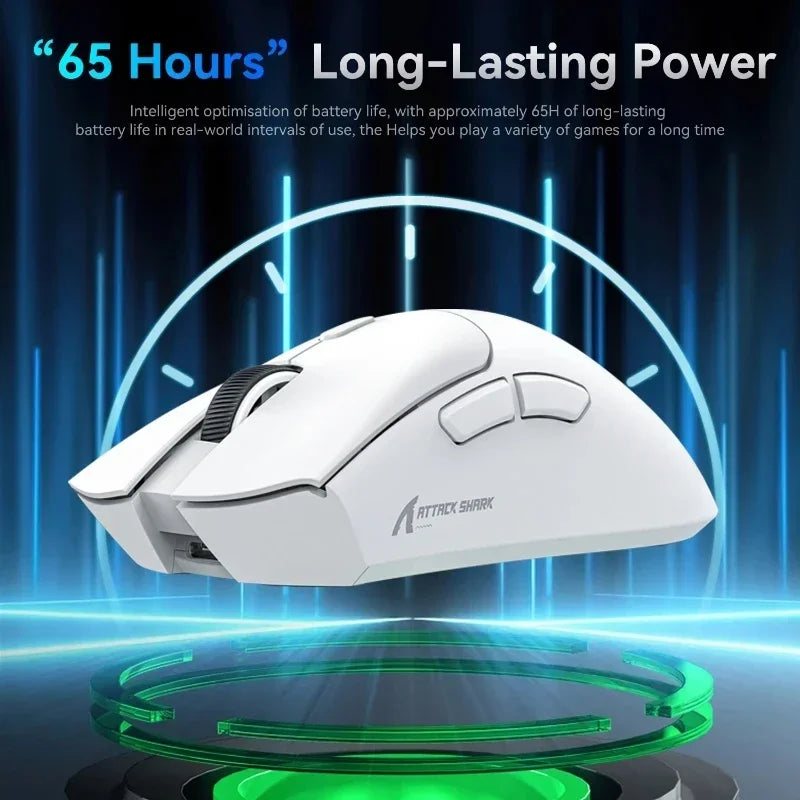Ratón gaming inalámbrico Bluetooth Attack Shark R1 2.4G USB, 18K DPI, PAW3311, conectividad tri-modo, ligero 59g, para PC, portátil y Mac
