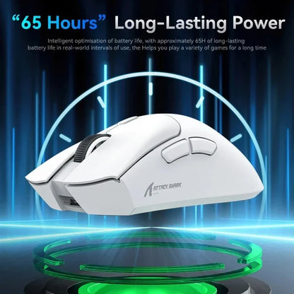 Ratón gaming inalámbrico Bluetooth Attack Shark R1 2.4G USB, 18K DPI, PAW3311, conectividad tri-modo, ligero 59g, para PC, portátil y Mac