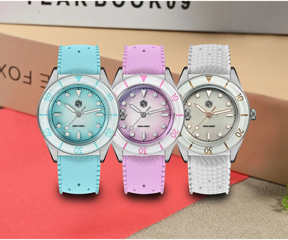 San Martin Official 39mm Guilloche MOP Dial Miyota 90S5 Sport Watch Automatic Mechanical Sapphire Bezel 20 ATM Luminous SN0151