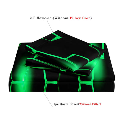 Conjunto de Capa de Edredão 3D Geométrica com Padrão Hexagonal em Favo de Mel, 3 Peças, Roupa de Cama em Poliéster Colorido com Impressão Digital e Fecho de Correr